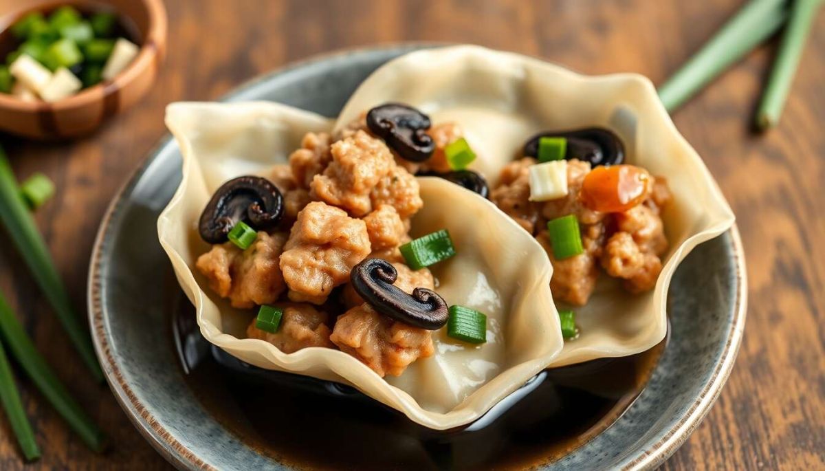 Les délices des wontons au porc et champignons noirs