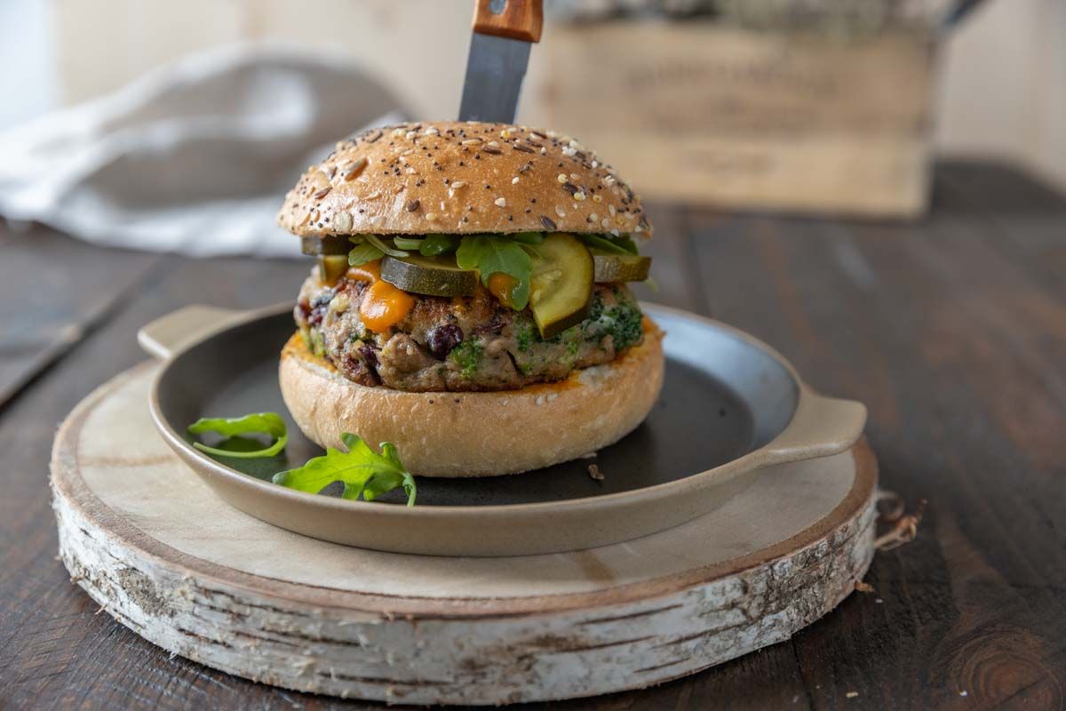 Un burger végétarien aux saveurs automnales