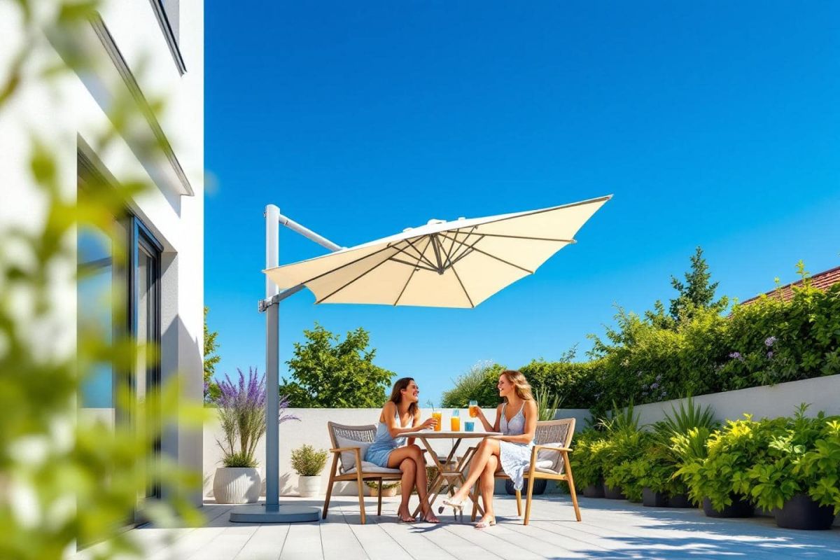 Brisez les ombres gênantes : le parasol orientable 3 m à prix mini chez Jardiland