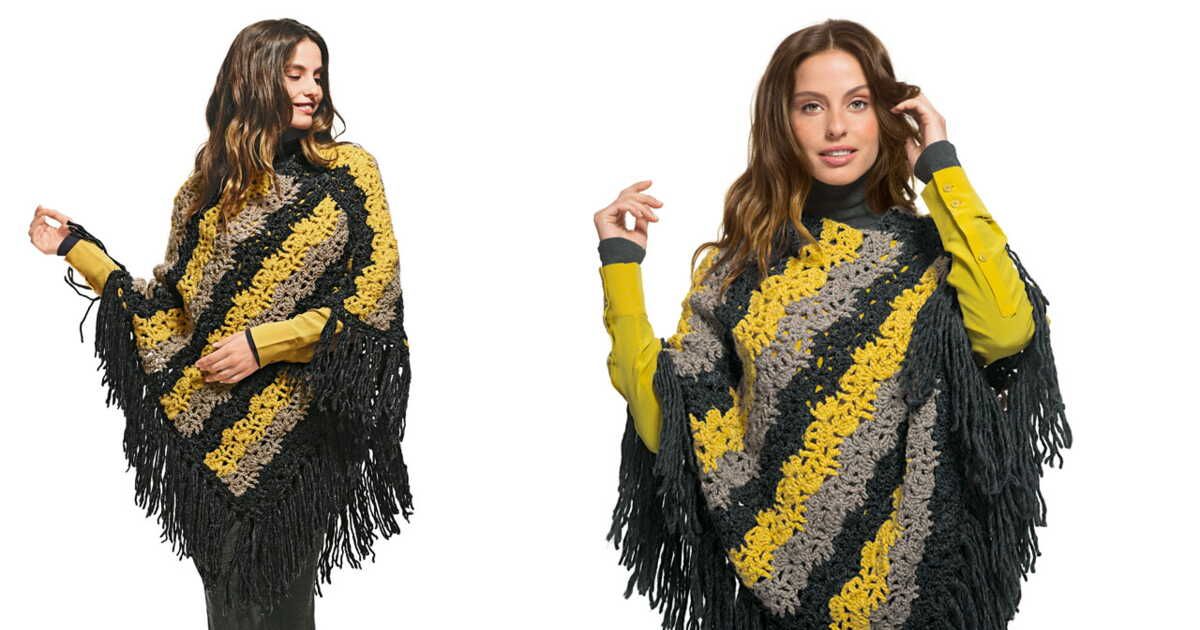 Le poncho rayé au crochet : un accessoire incontournable