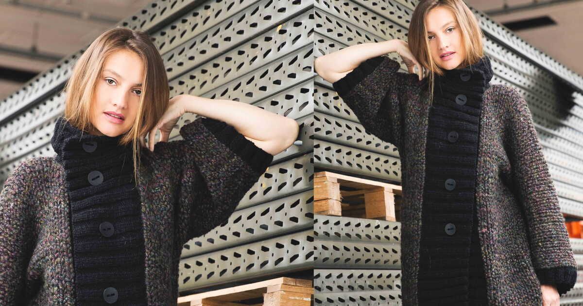 Découvrez le manteau à col montant à tricoter soi-même