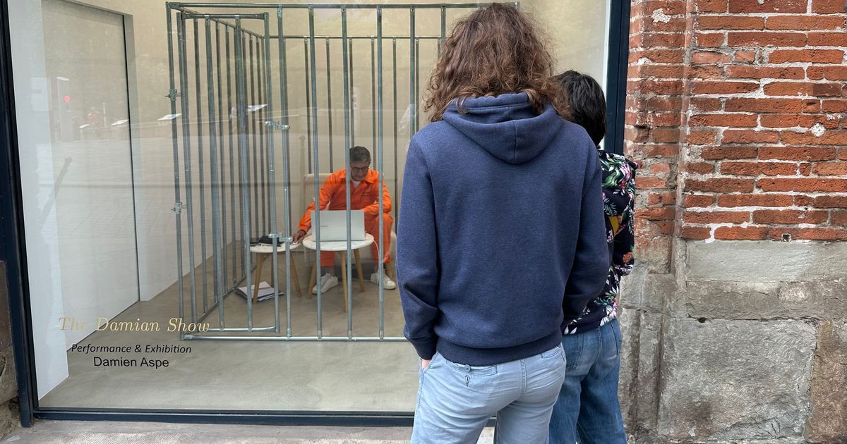 un artiste toulousain s'exprime depuis une cage de 2 m² : une performance provocatrice