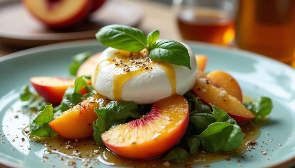 Salade pêches et burrata : savourez l'été dans votre assiette